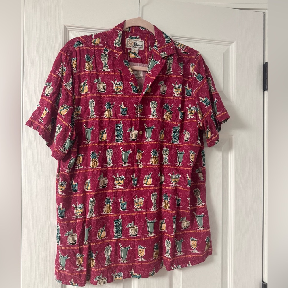 Reyn Spooner Red Hawaiian Shirt, Tropical Print